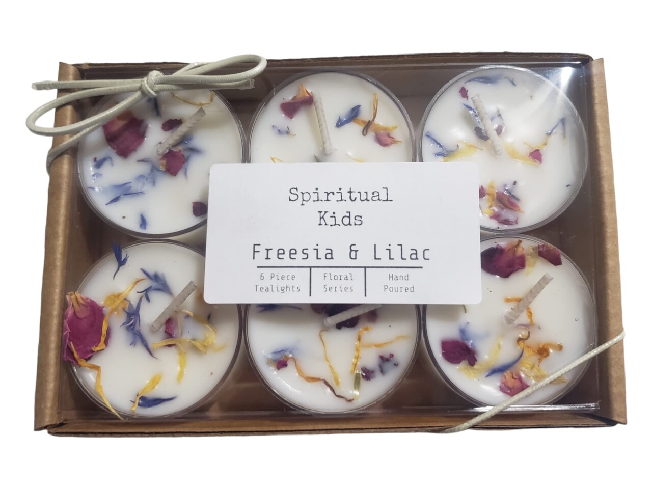 Freesia & Lilac Soy tealights Hand Poured with Fragrant/Essential Oils & Dried Flowers
